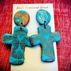 Polymer clay cross earrings